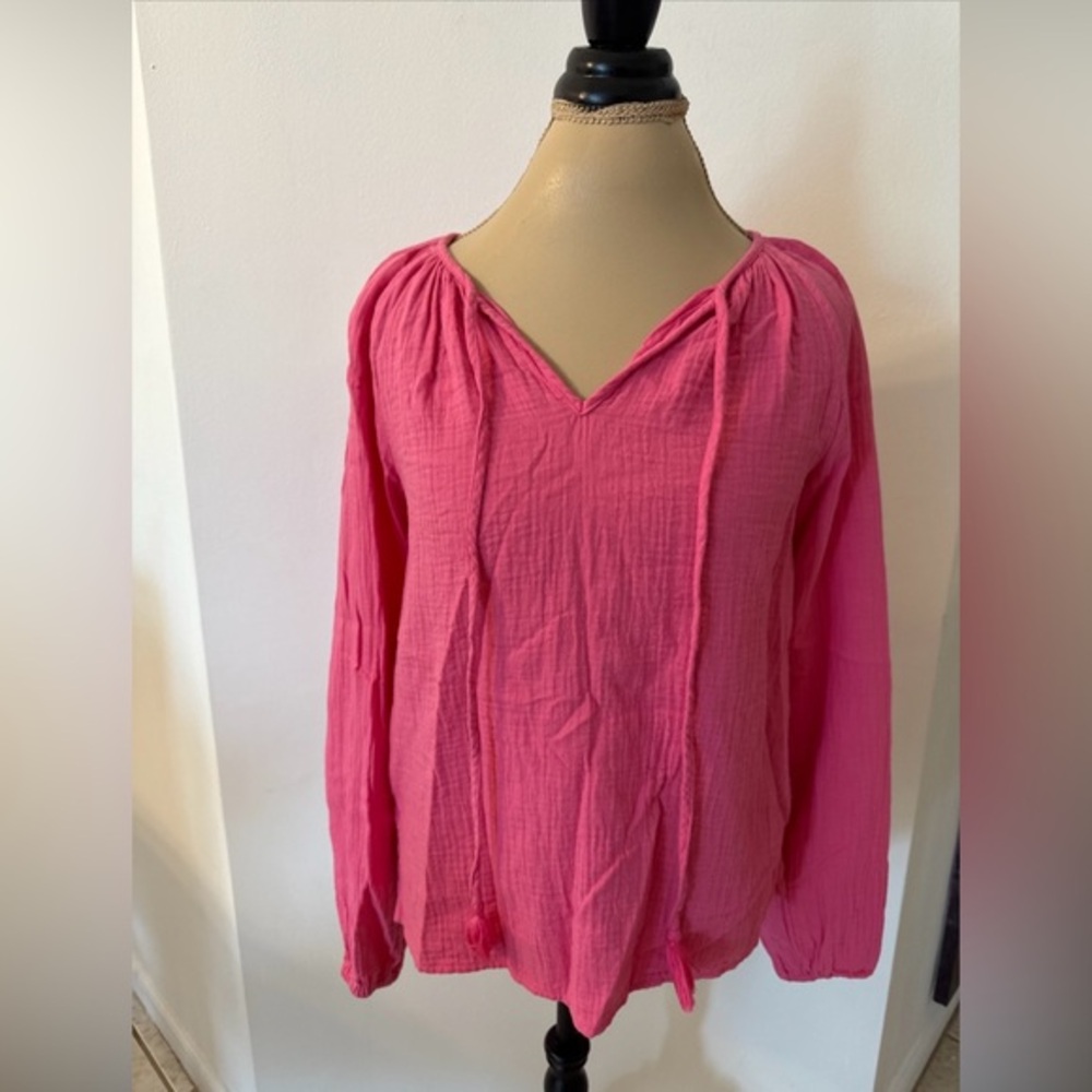 Boden Pink Relaxed Tie Front Tunic